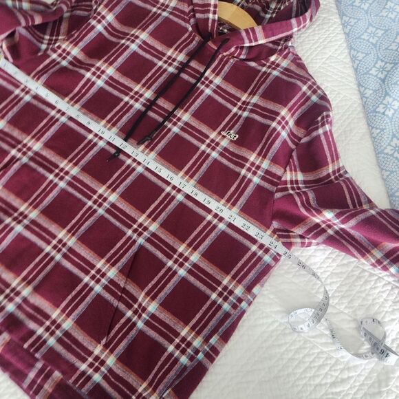 Lost plaid flannel kangaroo pockets hoodie - Picture 10 of 15